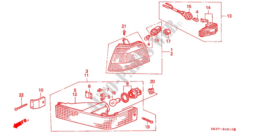KOMBINATIONSLEUCHTE für Honda CONCERTO 1.6I-16 5 Türen 5 gang-Schaltgetriebe 1990
