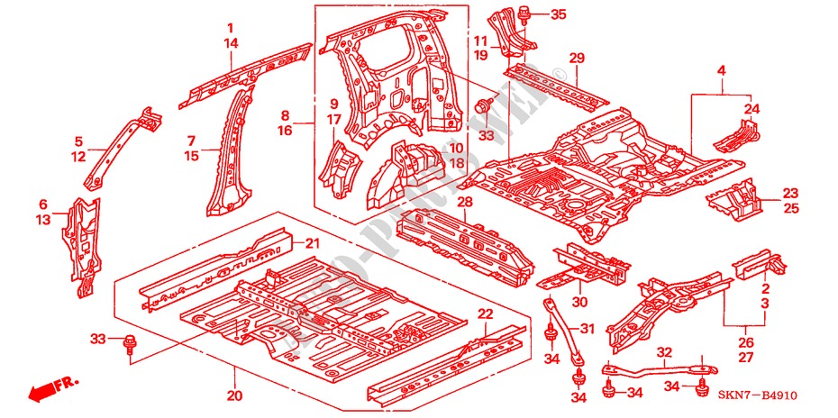 BODEN/INNENBLECHE für Honda CR-V DIESEL ES             DPF 5 Türen 6 gang-Schaltgetriebe 2005