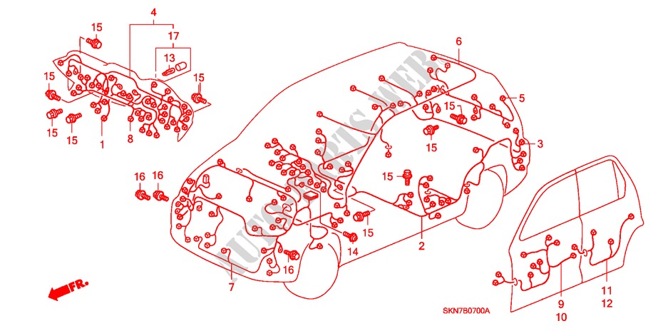 KABELBAUM(LH) für Honda CR-V DIESEL EXECUTIVE 5 Türen 6 gang-Schaltgetriebe 2005