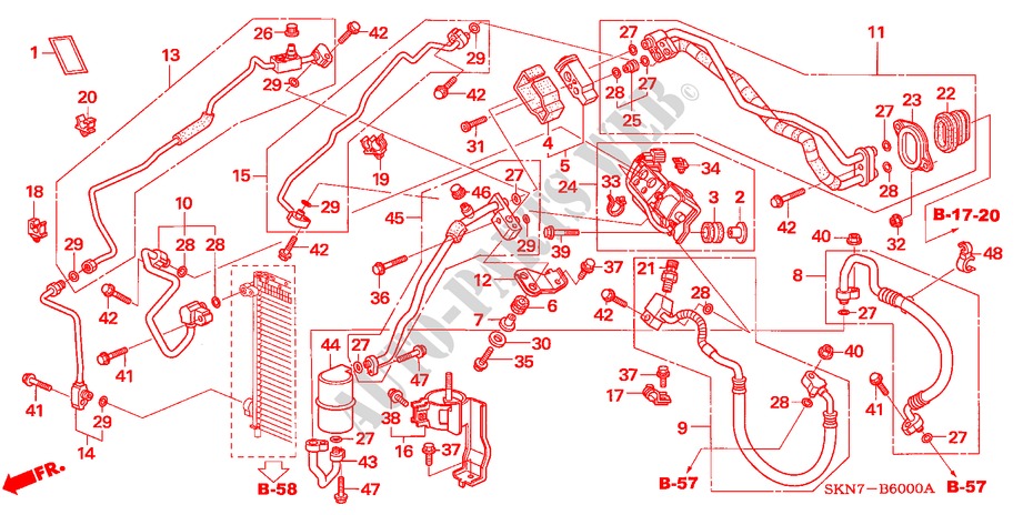KLIMAANLAGE (SCHLAEUCHE/LEITUNGEN)(LH) für Honda CR-V DIESEL ES 5 Türen 6 gang-Schaltgetriebe 2006