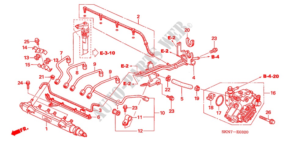 KRAFTSTOFF, SCHIENE/ HOCHDRUCKPUMPE für Honda CR-V DIESEL ES 5 Türen 6 gang-Schaltgetriebe 2006