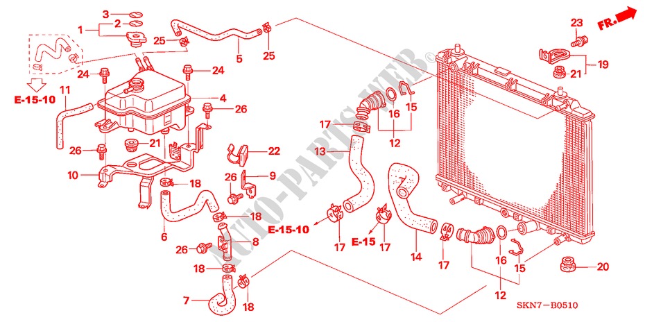 KUEHLERSCHLAUCH/ RESERVETANK für Honda CR-V DIESEL ES 5 Türen 6 gang-Schaltgetriebe 2006