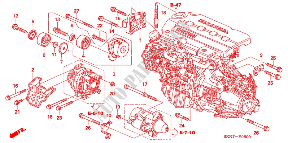 MOTORHALTERUNG für Honda CR-V DIESEL ES 5 Türen 6 gang-Schaltgetriebe 2006