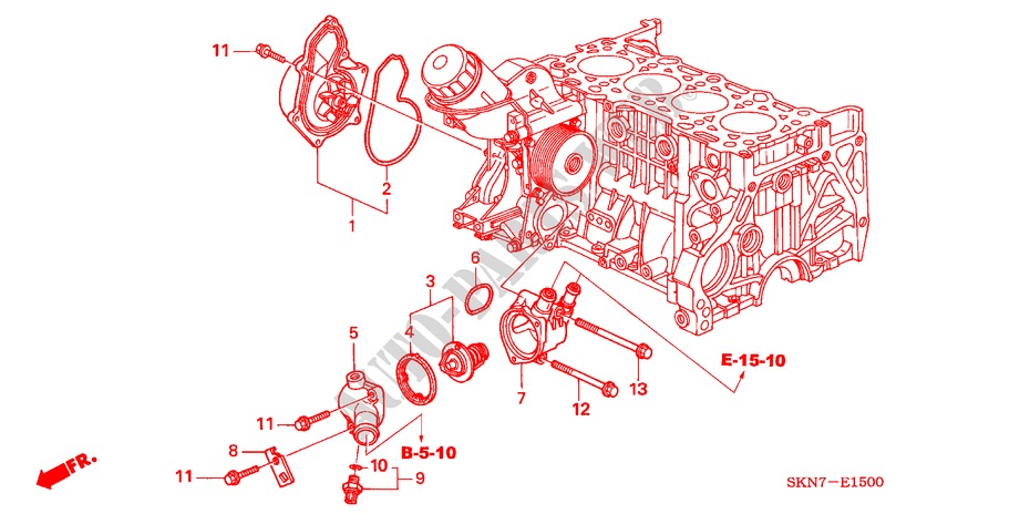 WASSERPUMPE für Honda CR-V DIESEL ES 5 Türen 6 gang-Schaltgetriebe 2006