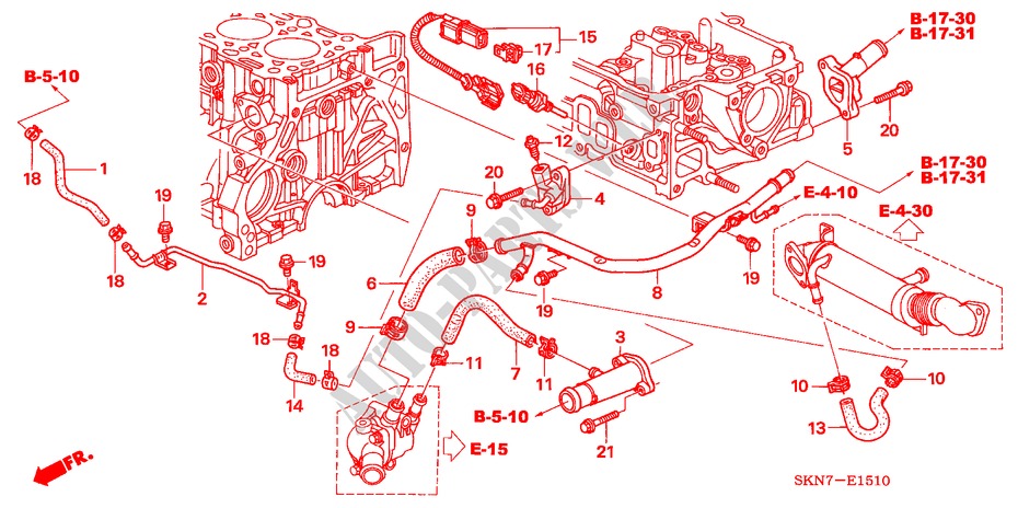 WASSERSCHLAUCH für Honda CR-V DIESEL ES 5 Türen 6 gang-Schaltgetriebe 2006