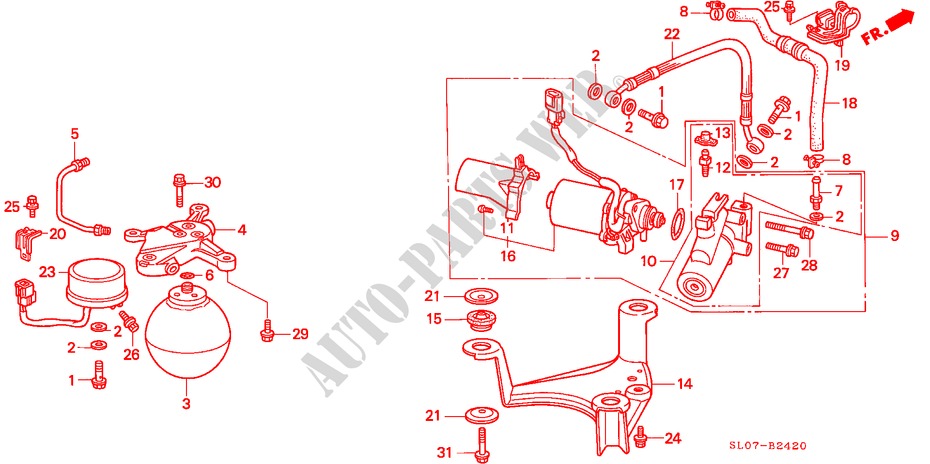 ABS SAMMELBEHAELTER(LH) für Honda NSX NSX 2 Türen 5 gang-Schaltgetriebe 1991