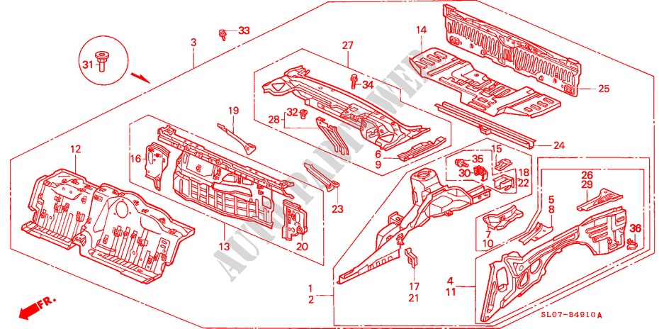 GEHAEUSESTRUKTUR(H. RAHMEN) für Honda NSX NSX 2 Türen 5 gang-Schaltgetriebe 1991