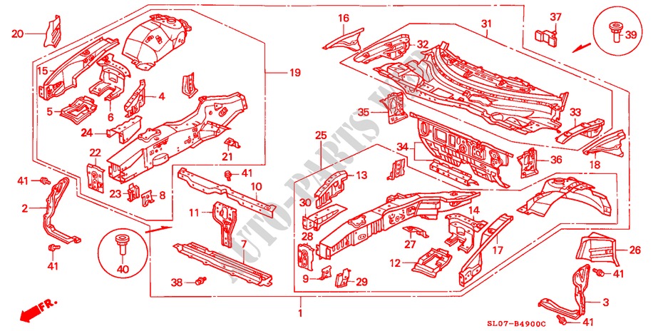 GEHAEUSESTRUKTUR(V. TRENNWAND) für Honda NSX NSX 2 Türen 4 gang automatikgetriebe 1991