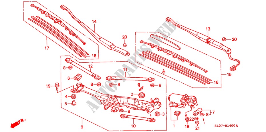 WINDSCHUTZSCHEIBENWISCHER (LH) für Honda NSX NSX 2 Türen 5 gang-Schaltgetriebe 1991