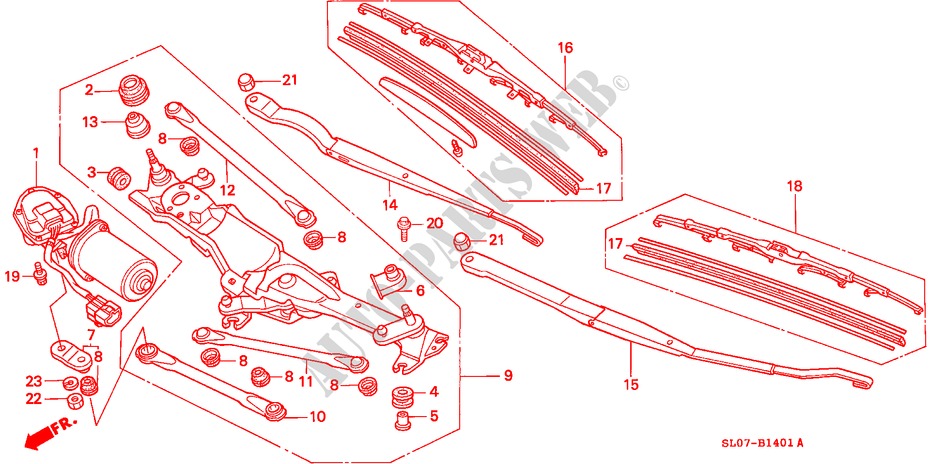 WINDSCHUTZSCHEIBENWISCHER (RH) für Honda NSX NSX 2 Türen 4 gang automatikgetriebe 1991