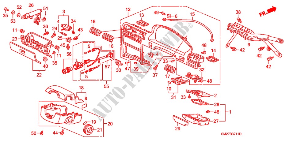 INSTRUMENTENBRETT(RH) für Honda ACCORD COUPE 2.0I 2 Türen 5 gang-Schaltgetriebe 1992