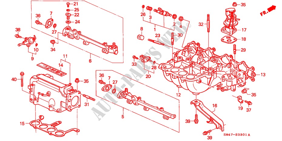 ANSAUGKRUEMMER(PGM FI) (2.0L) für Honda ACCORD 2.0I 4 Türen 5 gang-Schaltgetriebe 1990