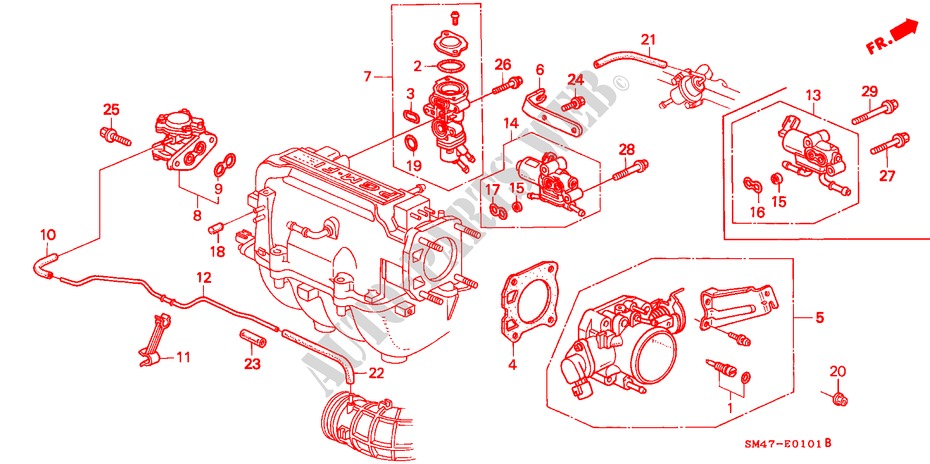 DROSSELKLAPPENGEHAEUSE(PGM FI) für Honda ACCORD 2.2I 4 Türen 5 gang-Schaltgetriebe 1991