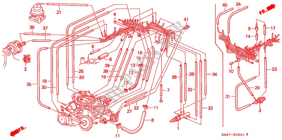 EINBAULEITUNG/ROHRE(2) für Honda ACCORD DX 4 Türen 4 gang automatikgetriebe 1990