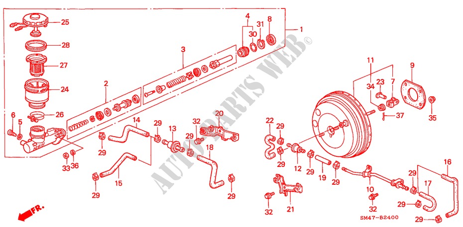HAUPTBREMSZYLINDER/ MASTER POWER für Honda ACCORD 2.0 4 Türen 5 gang-Schaltgetriebe 1991