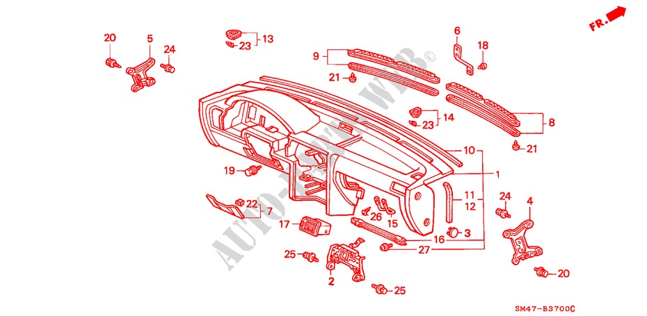 INSTRUMENTENBRETT(LH) für Honda ACCORD DX 4 Türen 4 gang automatikgetriebe 1990