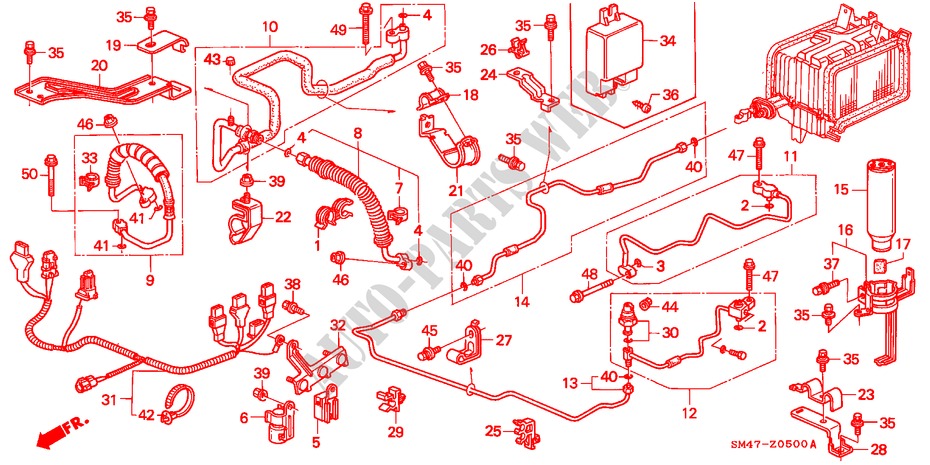 KLIMAANLAGE (SCHLAEUCHE/LEITUNGEN)(LH) für Honda ACCORD DX 4 Türen 4 gang automatikgetriebe 1990