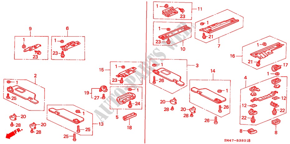 SCHIEBEDACH/GRIFFSTANGE(LH) für Honda ACCORD 2.0 4 Türen 5 gang-Schaltgetriebe 1991