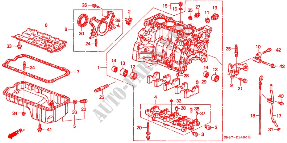 ZYLINDERBLOCK/OELWANNE für Honda ACCORD 2.0 4 Türen 5 gang-Schaltgetriebe 1991