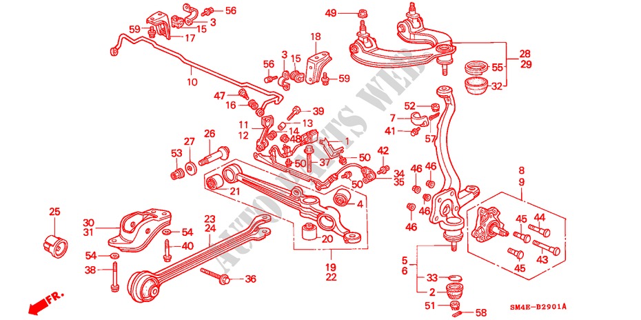 HINTEN STABILISATOR/ UNTERER ARM, HINTEN(4WS) für Honda ACCORD 2.2I 4 Türen 5 gang-Schaltgetriebe 1993