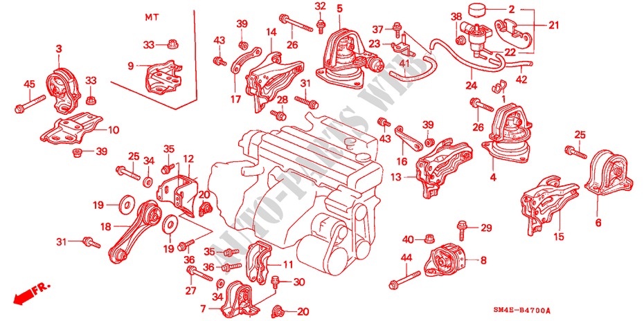 MOTORBEFESTIGUNGEN für Honda ACCORD 2.0 4 Türen 5 gang-Schaltgetriebe 1992