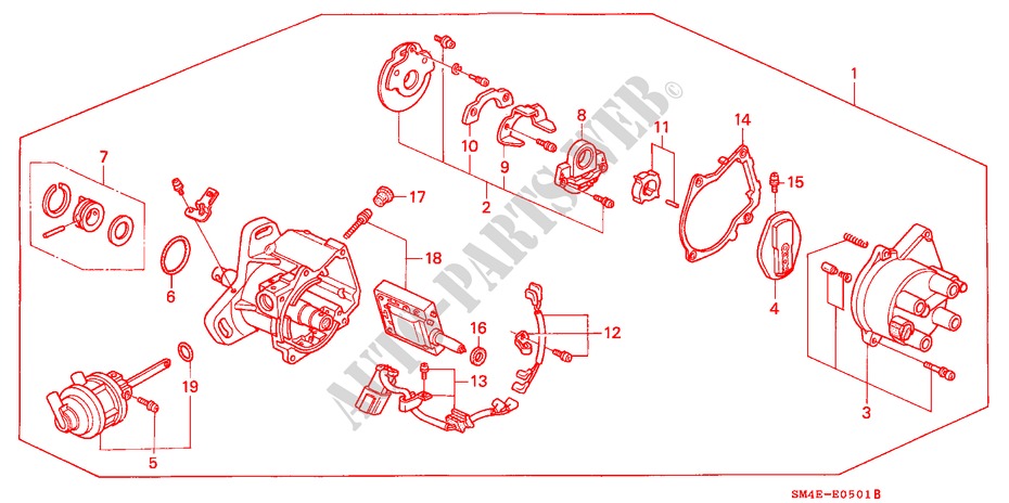 VERTEILER(HITACHI) für Honda ACCORD DX 4 Türen 5 gang-Schaltgetriebe 1993