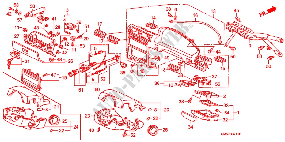 INSTRUMENTENBRETT(RH) für Honda ACCORD WAGON 2.2LXI 5 Türen 5 gang-Schaltgetriebe 1993
