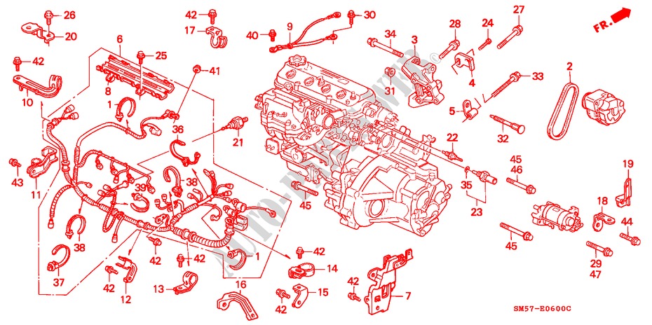 MOTORHILFSKABEL/KLAMMER für Honda ACCORD WAGON 2.2LXI 5 Türen 4 gang automatikgetriebe 1992