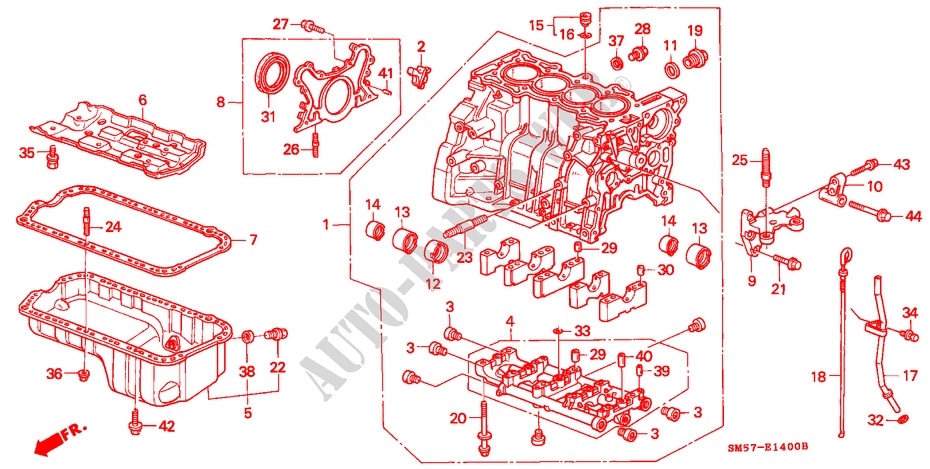 ZYLINDERBLOCK/OELWANNE für Honda ACCORD WAGON 2.2LXI 5 Türen 5 gang-Schaltgetriebe 1993