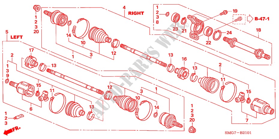 ANTRIEBSWELLE, VORNE/ HALBWELLE(1.8L) für Honda CIVIC 1.8 SPORT 5 Türen 6 gang-Schaltgetriebe 2006