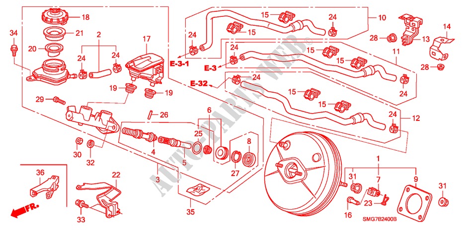 HAUPTBREMSZYLINDER/ MASTER POWER(LH) für Honda CIVIC 1.8 COMFORT 5 Türen Intelligent Schaltgetriebe 2006