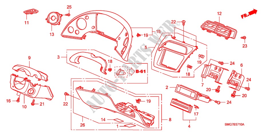 INSTRUMENTENBRETT(LH)(FAHRERSEITE) für Honda CIVIC 1.4 COMFORT 5 Türen 6 gang-Schaltgetriebe 2007
