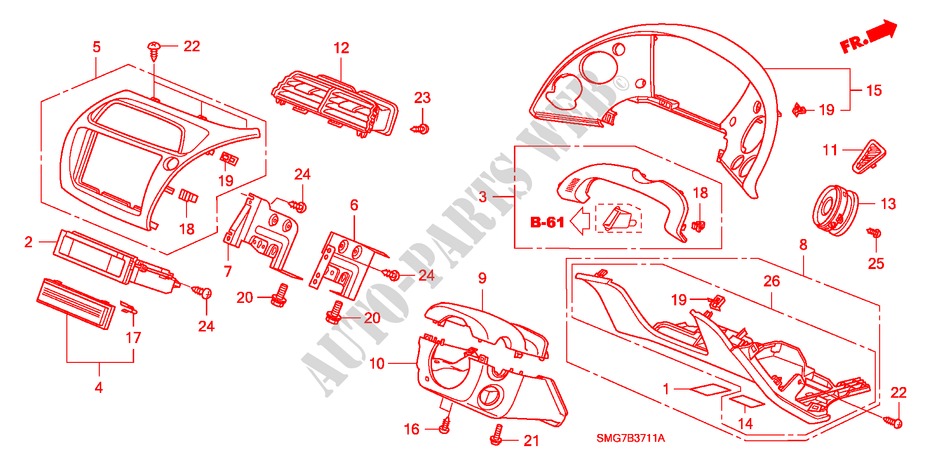 INSTRUMENTENBRETT(RH)(FAHRERSEITE) für Honda CIVIC 2.2 SE 5 Türen 6 gang-Schaltgetriebe 2006