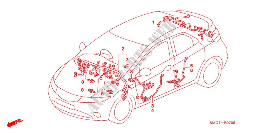 KABELBAUM(RH)(3) für Honda CIVIC 2.2 SE 5 Türen 6 gang-Schaltgetriebe 2006