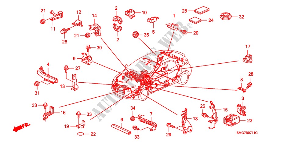 KABELBAUMBAND/BUEGEL(LH)(2) für Honda CIVIC 1.8 COMFORT 5 Türen Intelligent Schaltgetriebe 2006