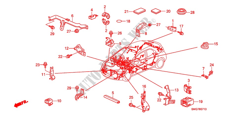 KABELBAUMBAND/BUEGEL(RH)(2) für Honda CIVIC 1.8 VXI 5 Türen 6 gang-Schaltgetriebe 2006