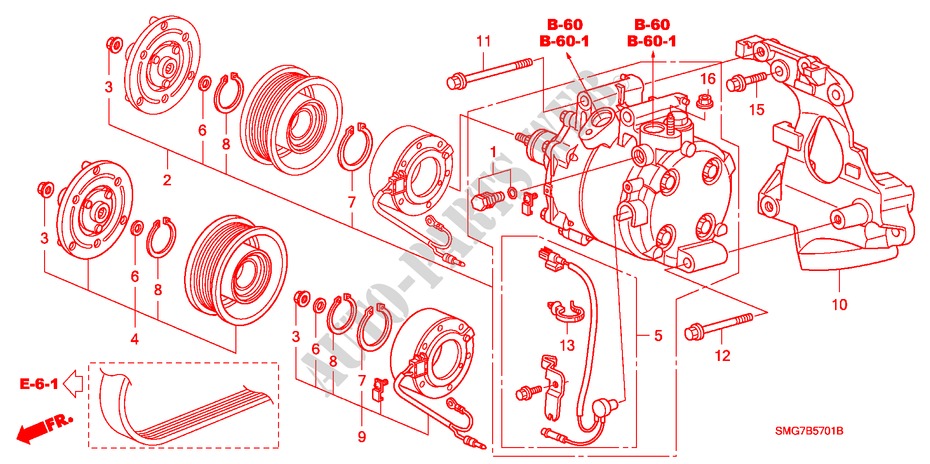KLIMAANLAGE (KOMPRESSOR)(1.8L) für Honda CIVIC 1.8 ES 5 Türen 6 gang-Schaltgetriebe 2007