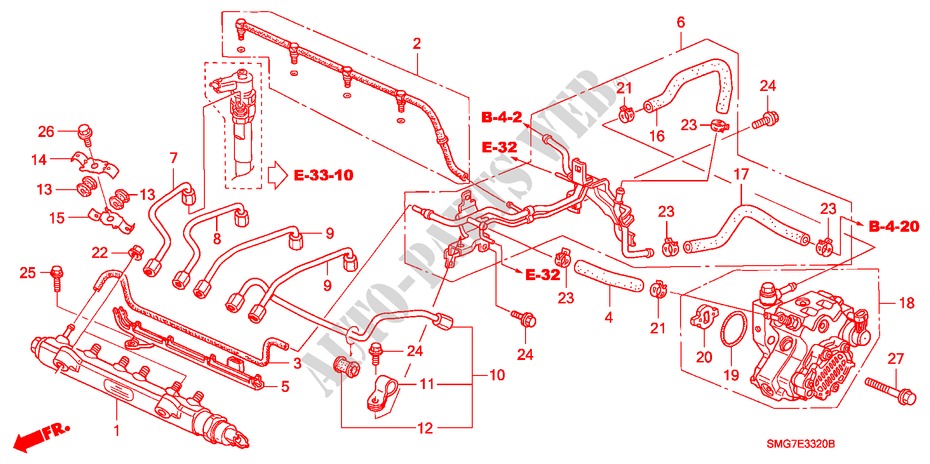 KRAFTSTOFF, SCHIENE/HOCHDRUCKPUMPE(DIESEL) für Honda CIVIC 2.2 SE 5 Türen 6 gang-Schaltgetriebe 2006