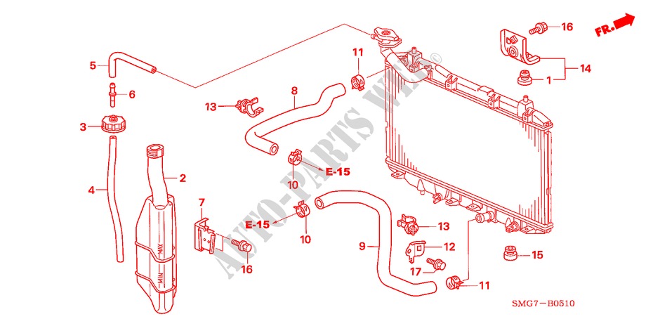 KUEHLERSCHLAUCH/RESERVETANK(1.4L) für Honda CIVIC 1.4 COMFORT 5 Türen 6 gang-Schaltgetriebe 2008