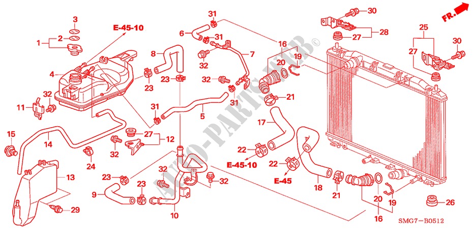 KUEHLERSCHLAUCH/RESERVETANK(DIESEL) für Honda CIVIC 2.2 EXECUTIVE 5 Türen 6 gang-Schaltgetriebe 2007
