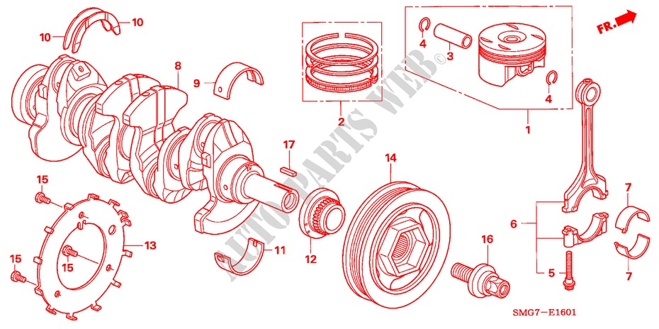 KURBELWELLE/KOLBEN(1.8L) für Honda CIVIC 1.8 ES 5 Türen 6 gang-Schaltgetriebe 2007