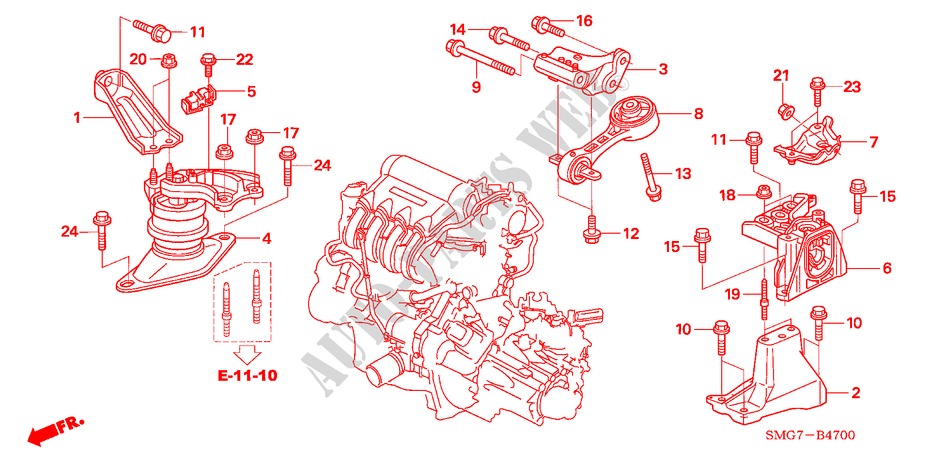 MOTORBEFESTIGUNGEN(1.4L) für Honda CIVIC 1.4 COMFORT 5 Türen 6 gang-Schaltgetriebe 2007