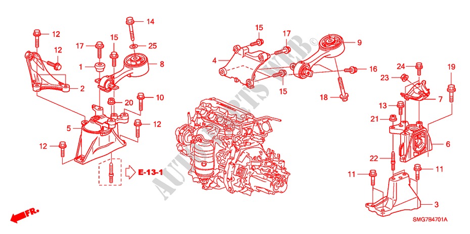 MOTORBEFESTIGUNGEN(1.8L) für Honda CIVIC 1.8 SPORT 5 Türen 6 gang-Schaltgetriebe 2006