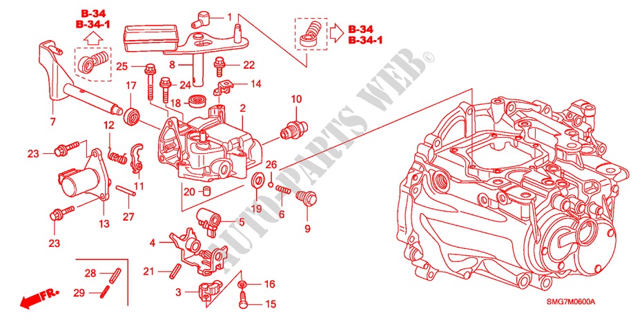 SCHALTARM/SCHALTHEBEL (1.4L)(1.8L) für Honda CIVIC 1.8 EXECUTIVE 5 Türen 6 gang-Schaltgetriebe 2006