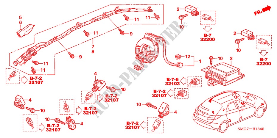 SRS EINHEIT(LH) für Honda CIVIC 1.8 EXECUTIVE 5 Türen 6 gang-Schaltgetriebe 2006