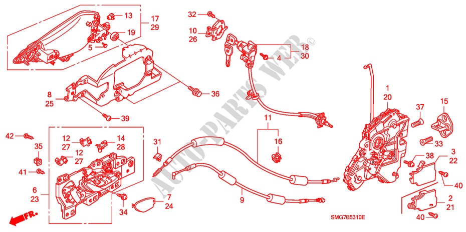TUERSCHLOESSER, VORNE/ AEUSSERER GRIFF für Honda CIVIC 1.8 SPORT 5 Türen 6 gang-Schaltgetriebe 2006