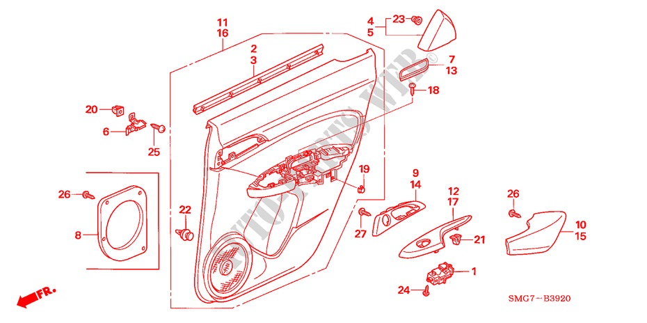 TUERVERKLEIDUNG, HINTEN für Honda CIVIC 1.8 SPORT 5 Türen 6 gang-Schaltgetriebe 2006