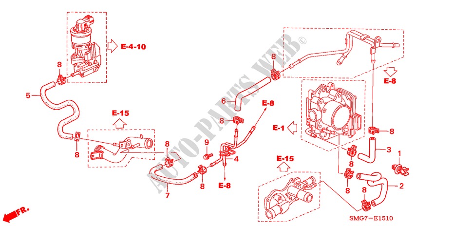 WASSERSCHLAUCH(1.4L) für Honda CIVIC 1.4 COMFORT 5 Türen 6 gang-Schaltgetriebe 2007