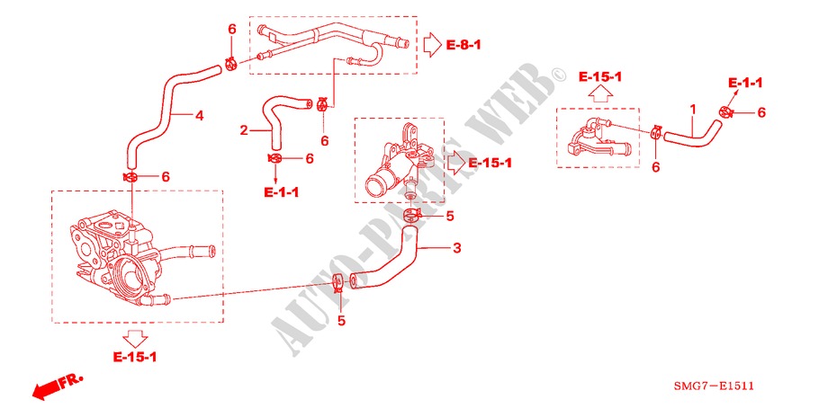 WASSERSCHLAUCH(1.8L) für Honda CIVIC 1.8 COMFORT 5 Türen Intelligent Schaltgetriebe 2006