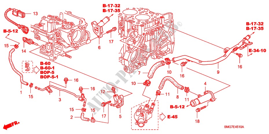 WASSERSCHLAUCH(DIESEL) für Honda CIVIC 2.2 BASE 5 Türen 6 gang-Schaltgetriebe 2006